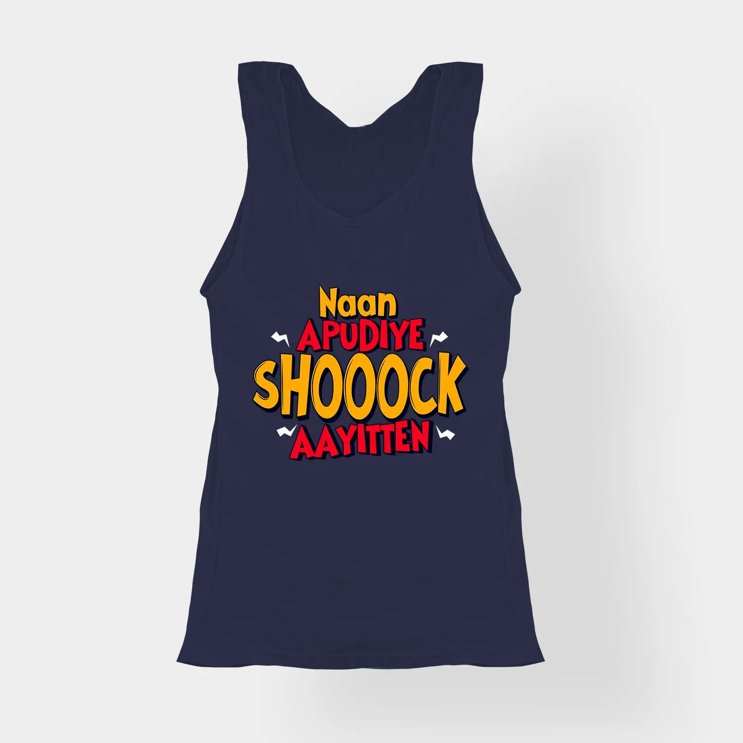 Naan Apudiye Shoooock Aayitten Women's Tank Top in Navy Blue Color