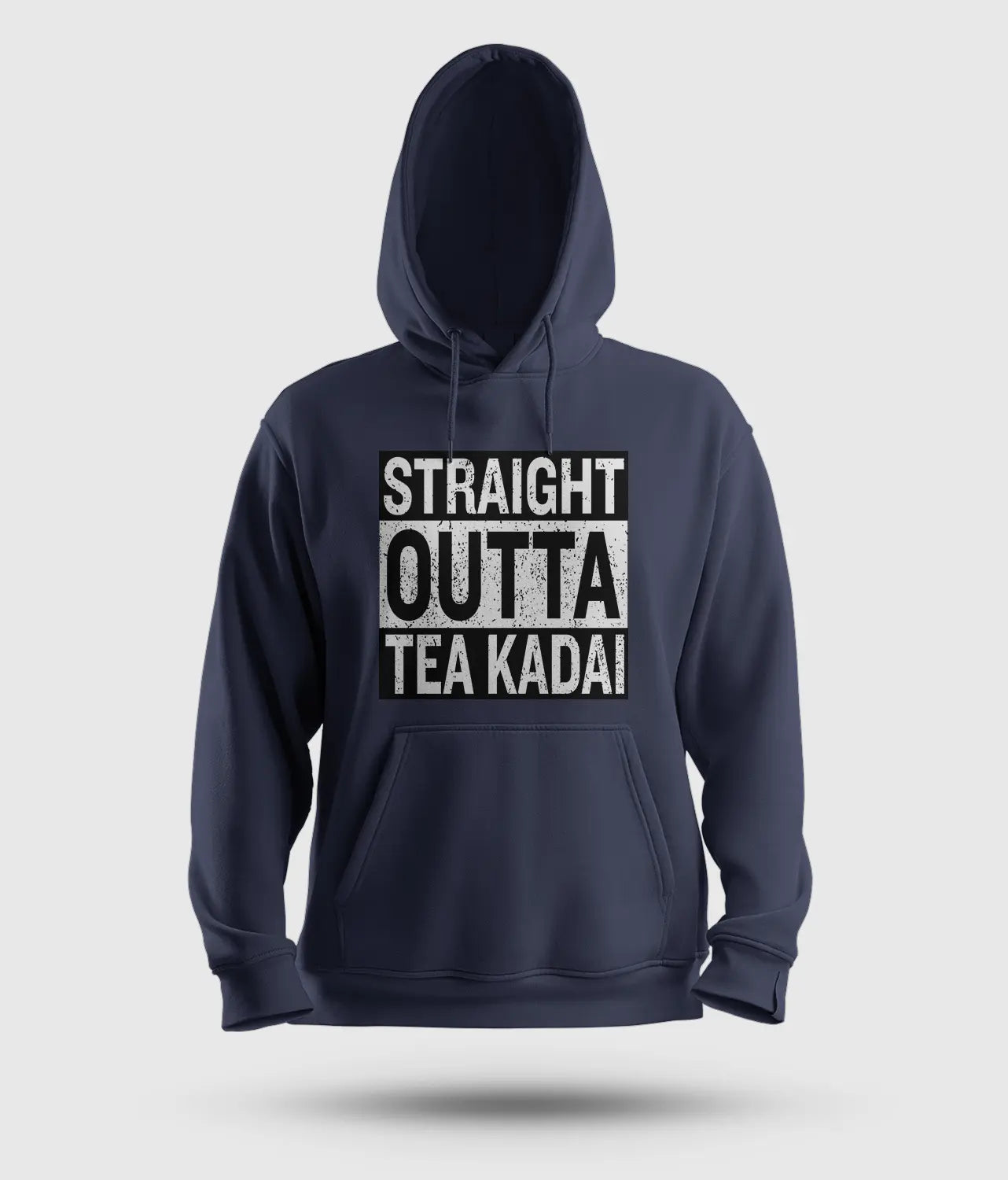Straight Outta Tea Kadai Men/Unisex Hoodie in Navy Blue Color