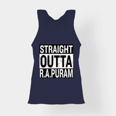 Straight Outta R.a Puram Women's Tank Top in Navy Blue Color