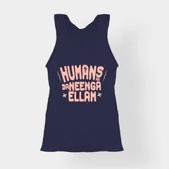 Humans Ah Da Neenga Ellam? Women's Tank Top in Navy Blue Color