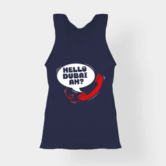 Hello Dubai Ah? Women's Tank Top in Navy Blue Color