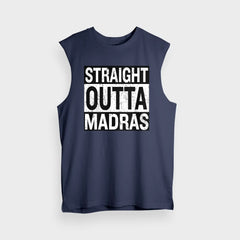 Straight Outta Madras Men/Unisex Tank Top in Navy Blue Color