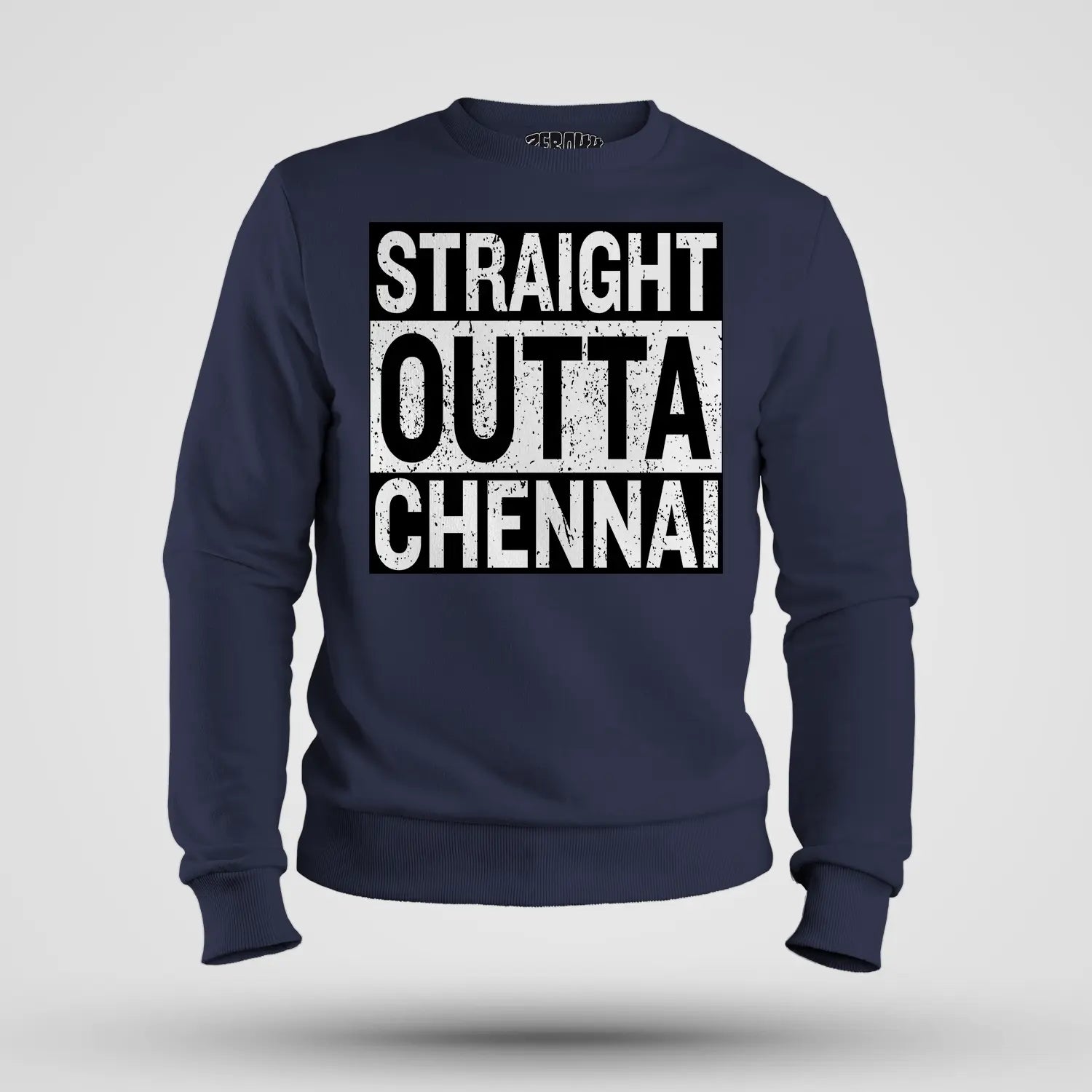 Straight Outta Chennai Men/Unisex Sweatshirt in Navy Blue Color