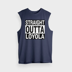 Straight Outta Loyola Men/Unisex Tank Top in Navy Blue Color