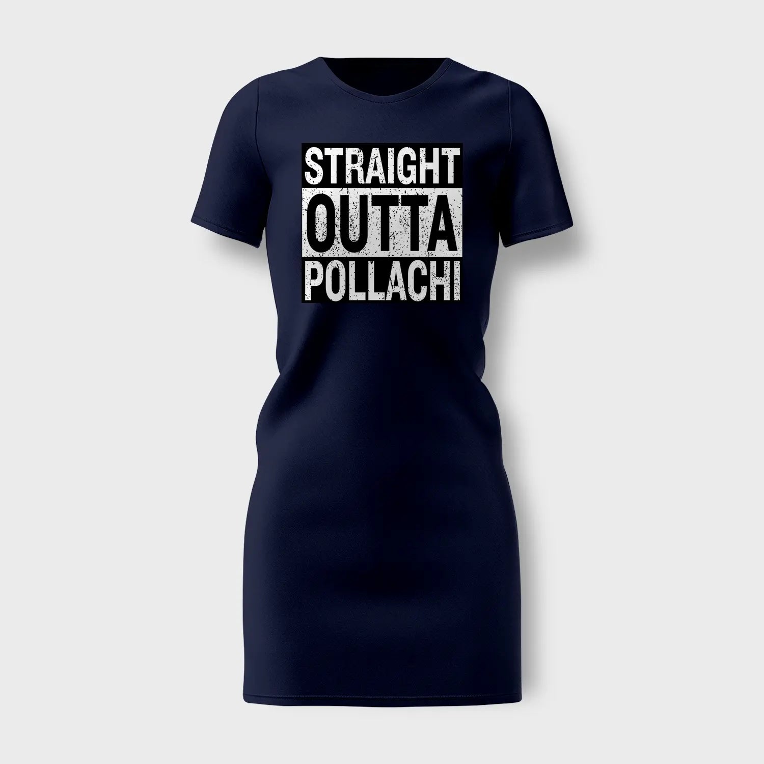 Straight Outta Pollachi Women's T-Shirt Dress in Navy Blue Color