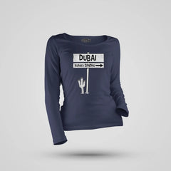 Dubai Kuruku Sandhu Women's Long Sleeve T-Shirt in Navy Blue Color