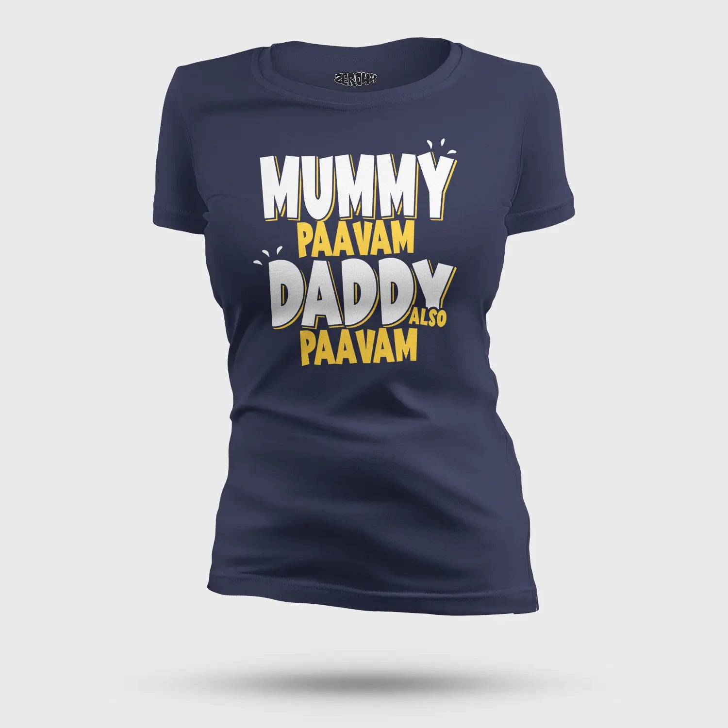 Mummy Paavam, Daddy Also Paavam Women's T-Shirt in Navy Blue Color