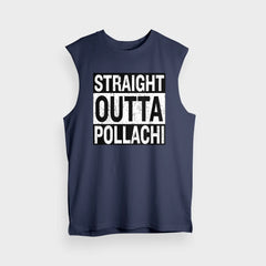 Straight Outta Pollachi Men/Unisex Tank Top in Navy Blue Color