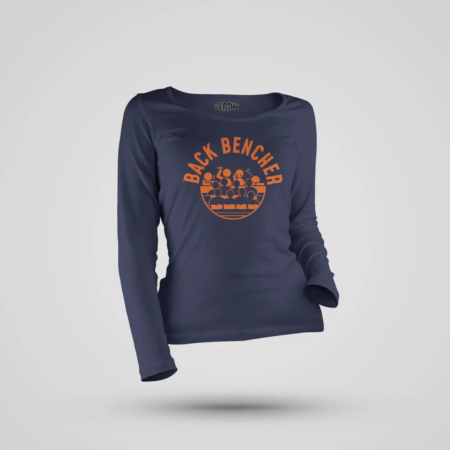 Back Bencher Women's Long Sleeve T-Shirt in Navy Blue Color