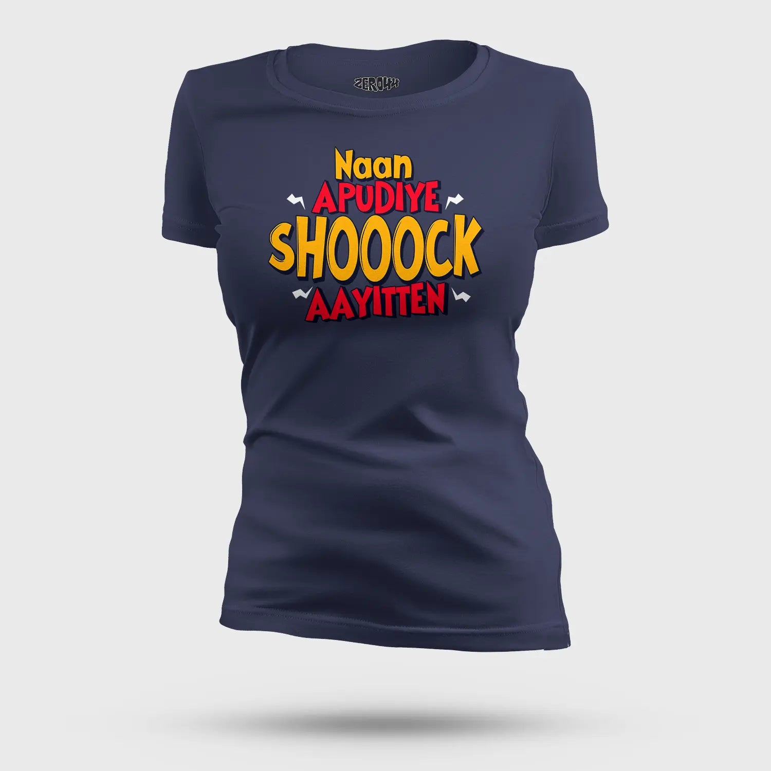 Naan Apudiye Shoooock Aayitten Women's T-Shirt in Navy Blue Color