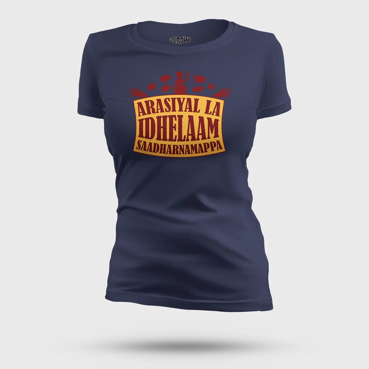 Arasiyal La Idhellam Saadharnamappa Women's T-Shirt in Navy Blue Color