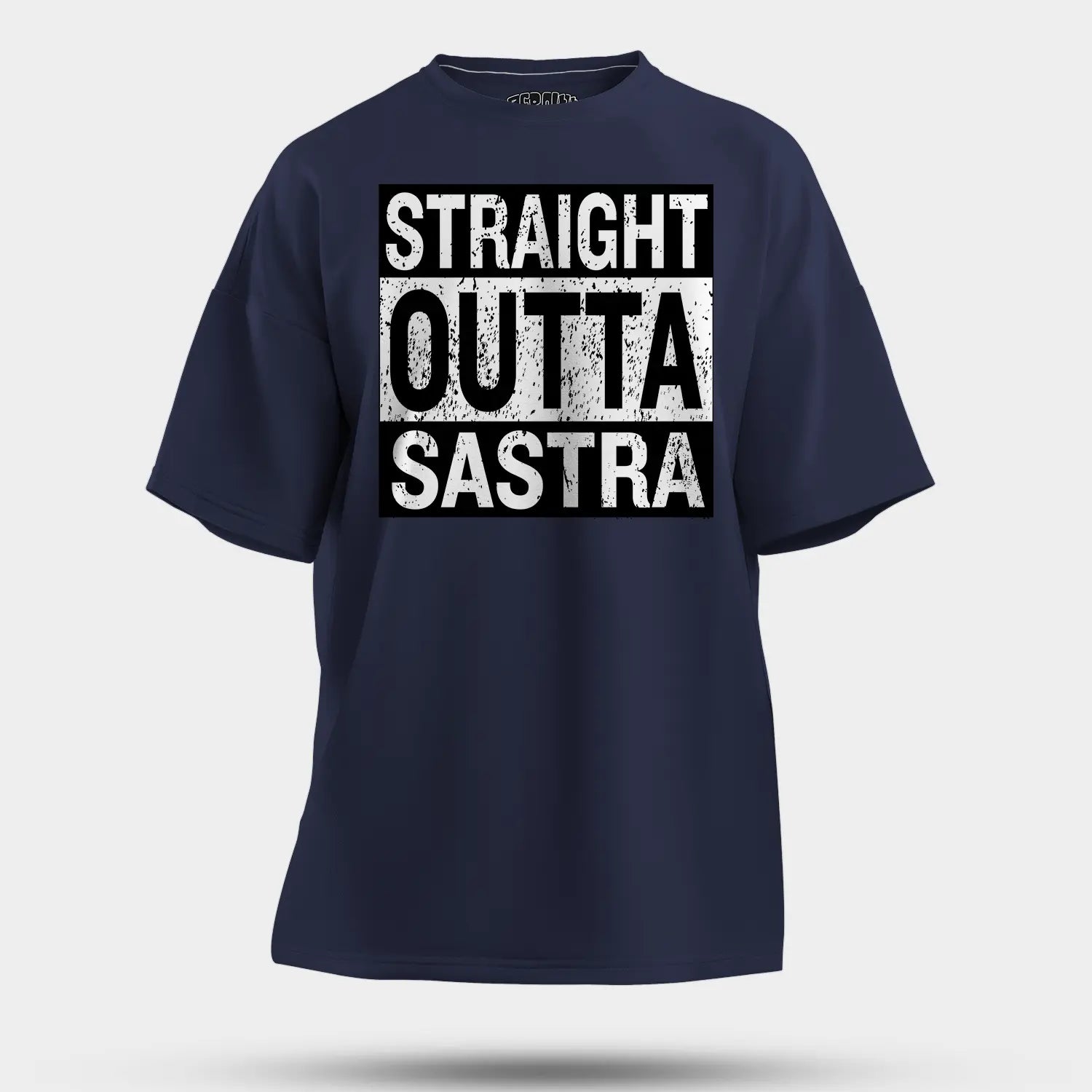 Straight Outta Sastra Men/Unisex Oversized T-Shirt in Navy Blue Color