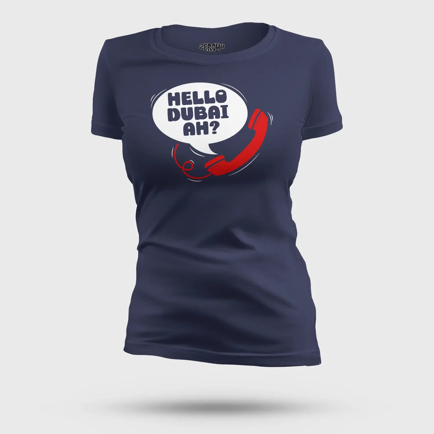Hello Dubai Ah? Women's T-Shirt in Navy Blue Color