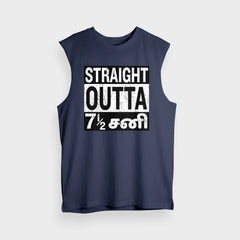 Straight Outta 7½ Sani - Tamil Men/Unisex Tank Top in Navy Blue Color