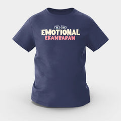 Emotional Ekambaram Girls Round Neck T-Shirt in Navy Blue Color