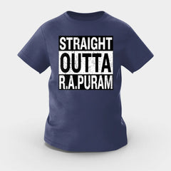 Straight Outta R.a Puram Girls Round Neck T-Shirt in Navy Blue Color