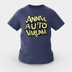 Anna Auto Varuma Girls Round Neck T-Shirt in Navy Blue Color