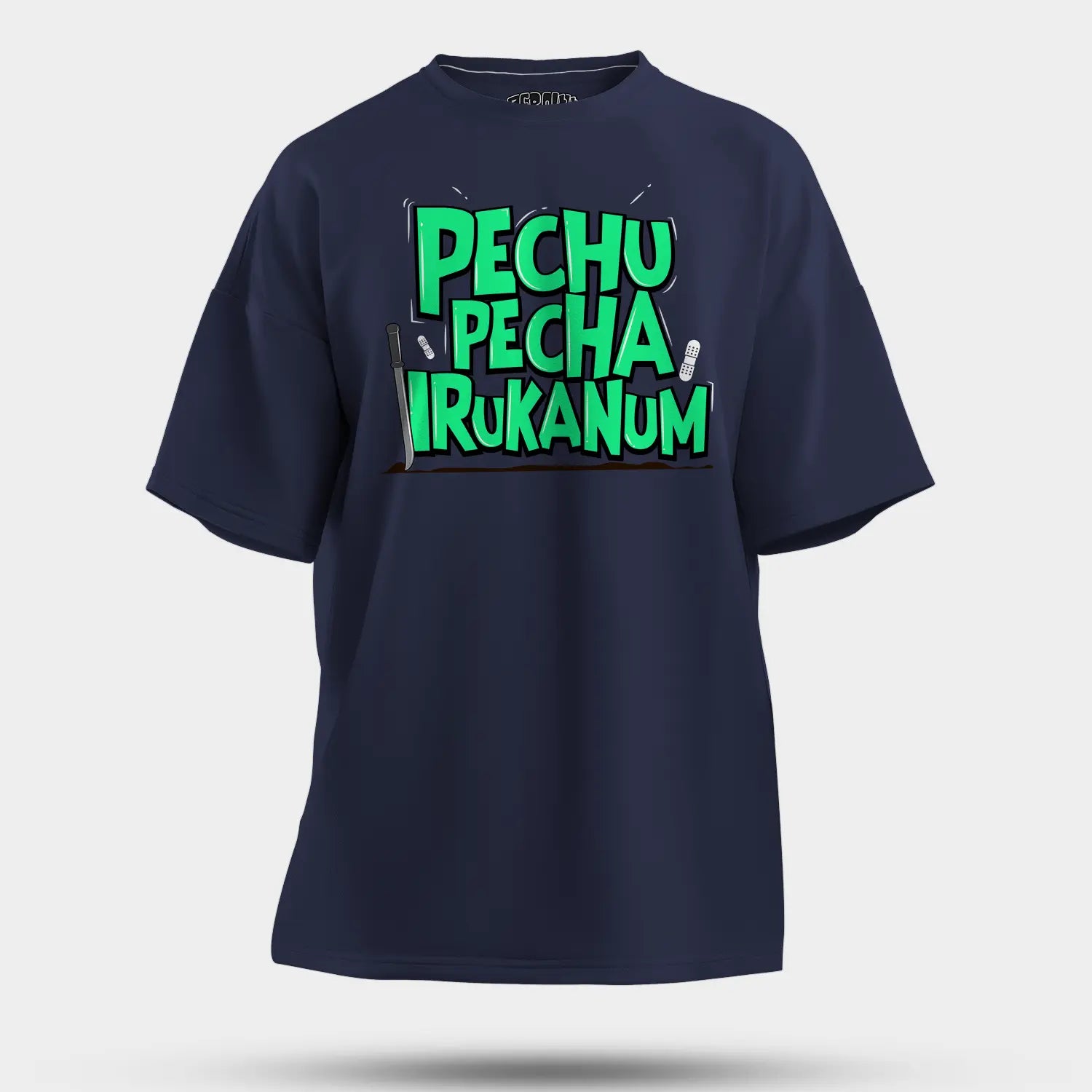 Pechu Pecha Irrukanum Men/Unisex Oversized T-Shirt in Navy Blue Color