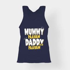 Mummy Paavam, Daddy Also Paavam Women's Tank Top in Navy Blue Color