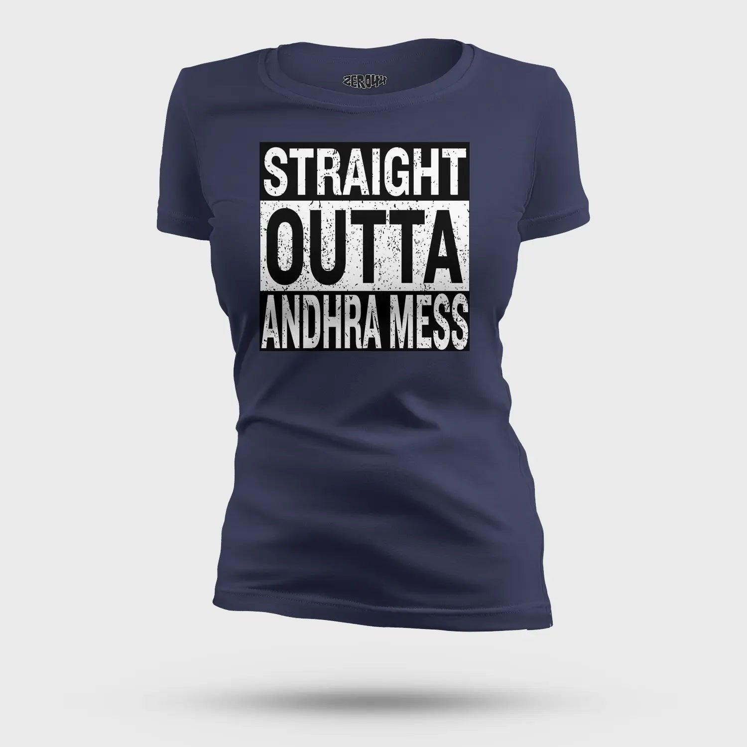 Straight Outta Andhra Mess Women's T-Shirt in Navy Blue Color