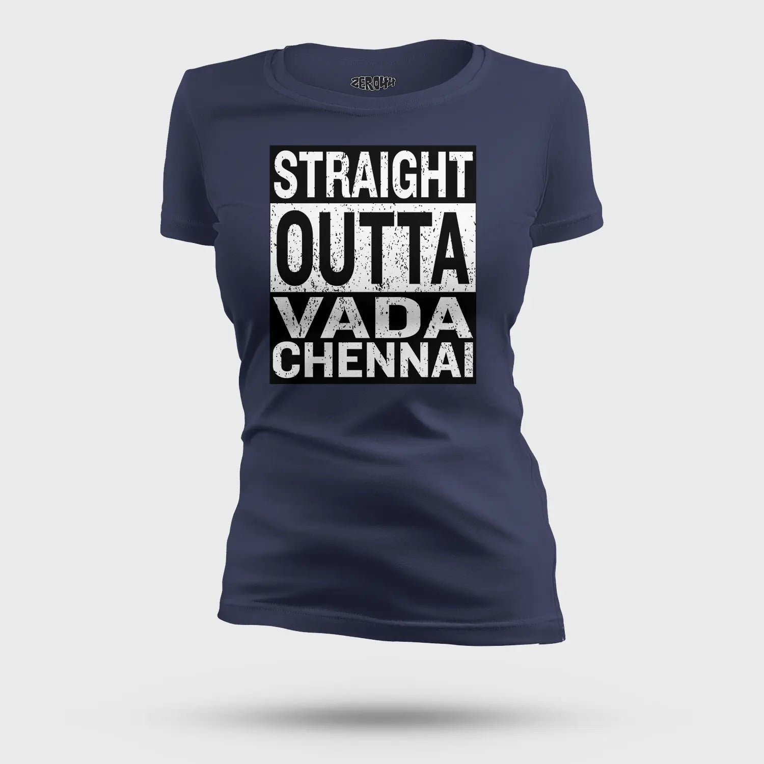 Straight Outta Vada Chennai Women's T-Shirt in Navy Blue Color