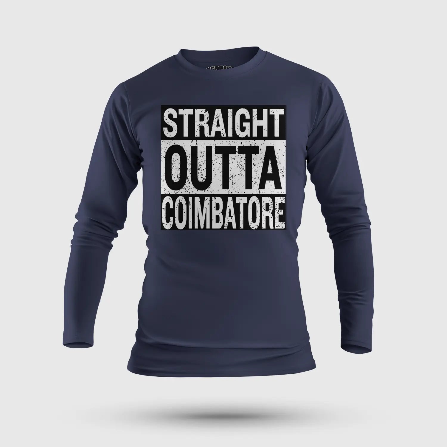 Straight Outta Coimbatore Men/Unisex Long Sleeve T-Shirt in Navy Blue Color