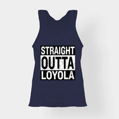 Straight Outta Loyola Women's Tank Top in Navy Blue Color