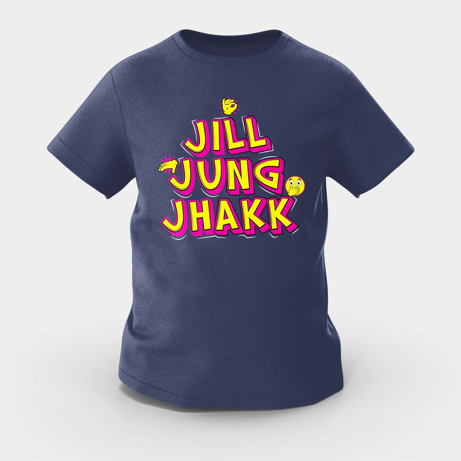 Jill Jung Jhakk Girls Round Neck T-Shirt in Navy Blue Color