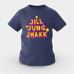 Jill Jung Jhakk Girls Round Neck T-Shirt in Navy Blue Color
