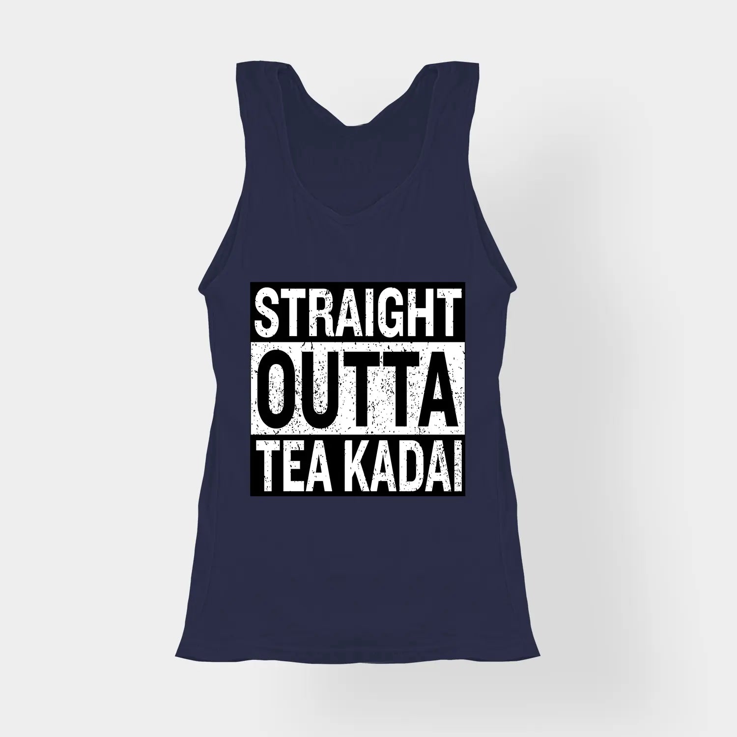 Straight Outta Tea Kadai Women's Tank Top in Navy Blue Color