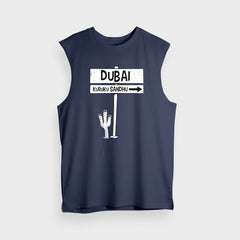 Dubai Kuruku Sandhu Men/Unisex Tank Top in Navy Blue Color