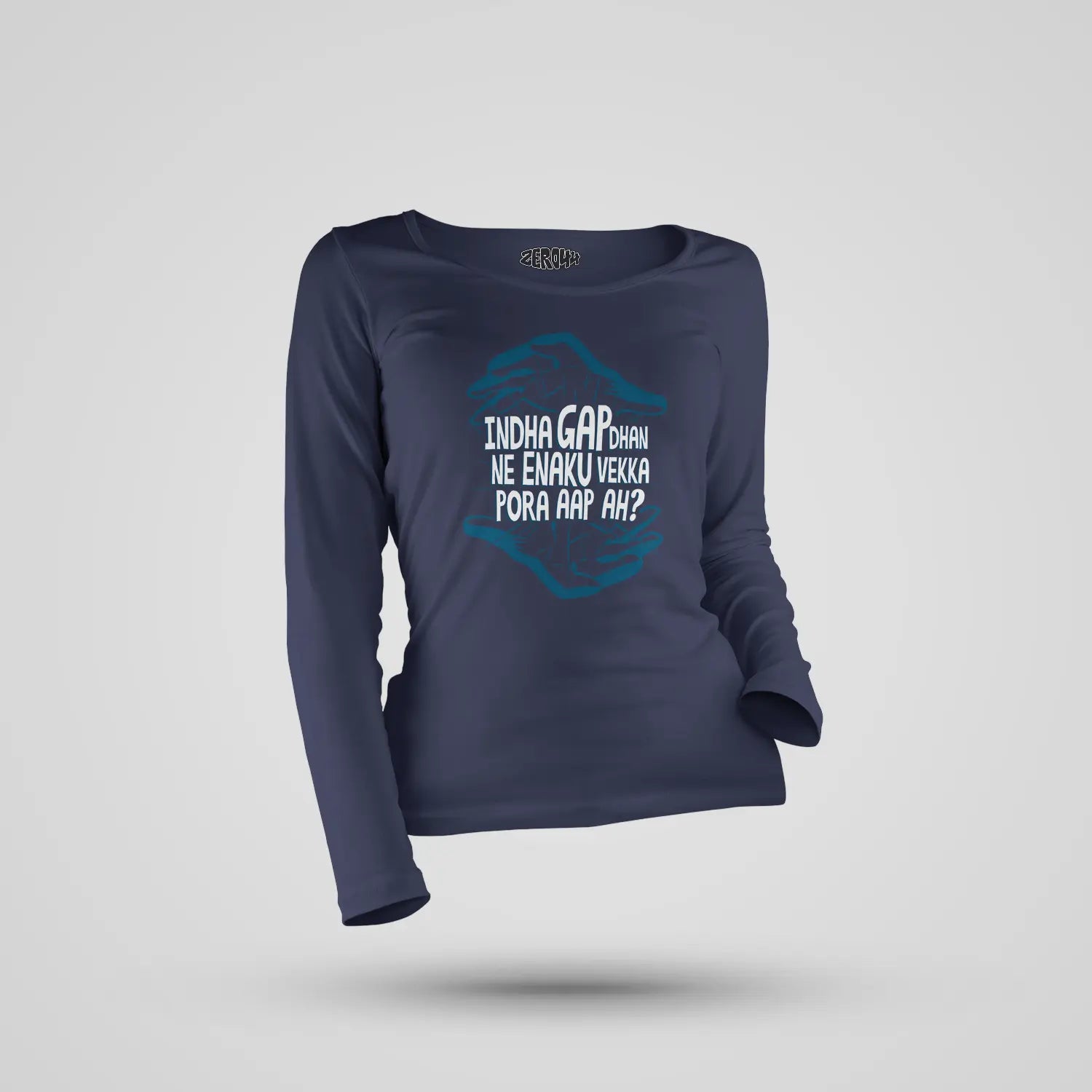 Indha Gap Dhan Ne Enaku Vekka Pora Aap Ah? Women's Long Sleeve T-Shirt in Navy Blue Color