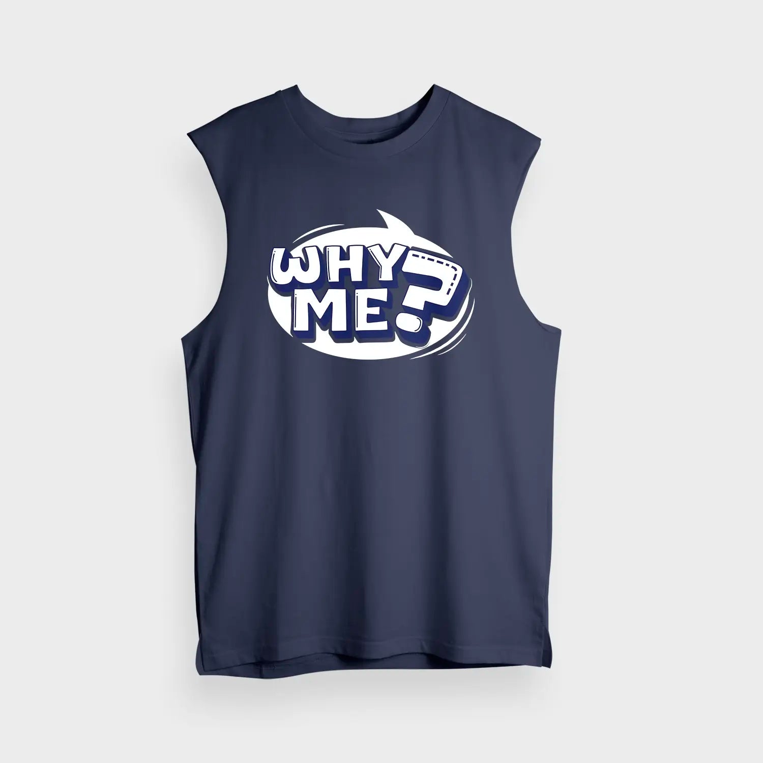 Why Me? Men/Unisex Tank Top in Navy Blue Color
