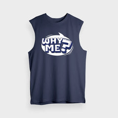 Why Me? Men/Unisex Tank Top in Navy Blue Color