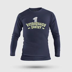 Veerabaagu Bakery Men/Unisex Long Sleeve T-Shirt in Navy Blue Color