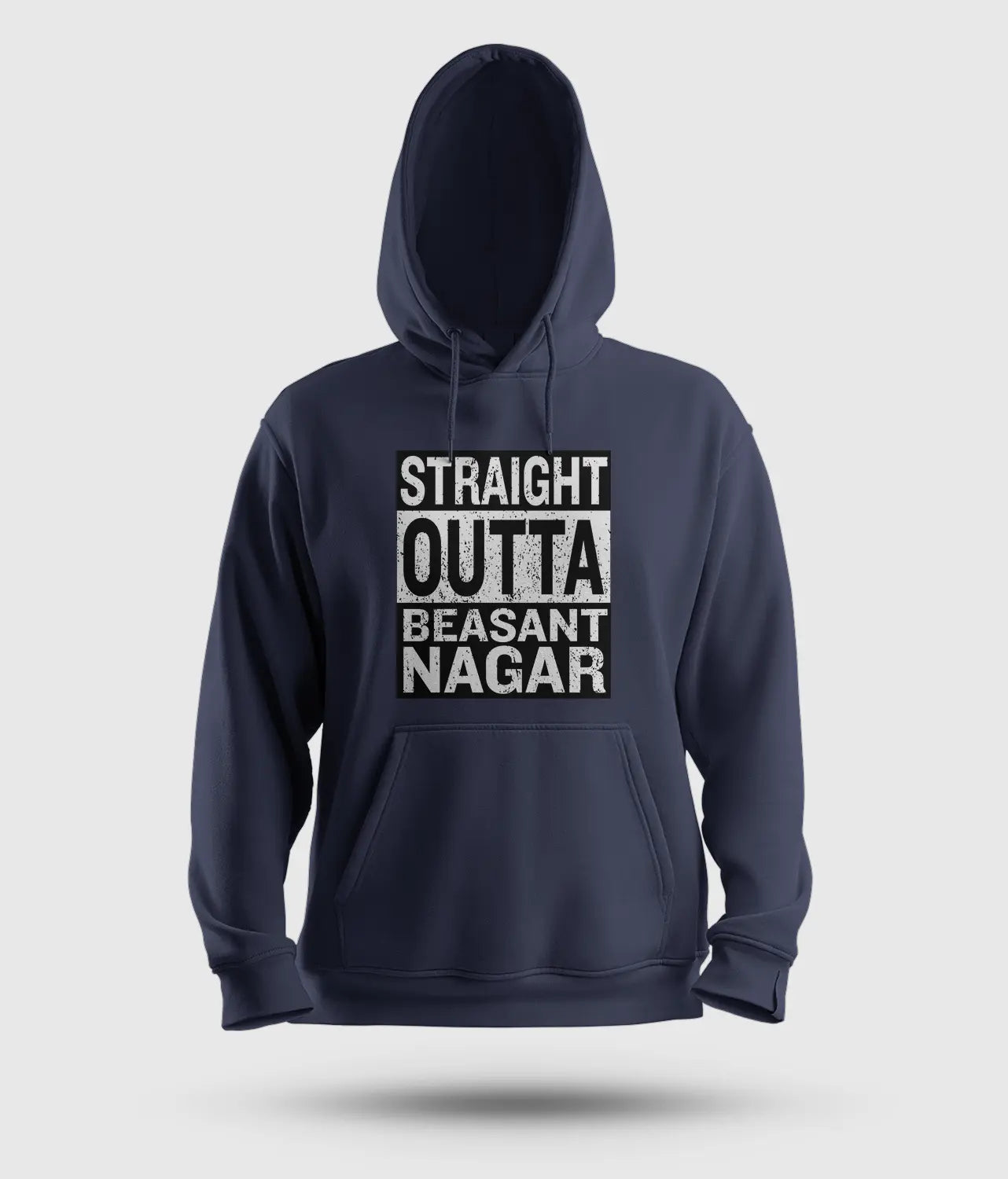 Straight Outta Beasant Nagar Men/Unisex Hoodie in Navy Blue Color