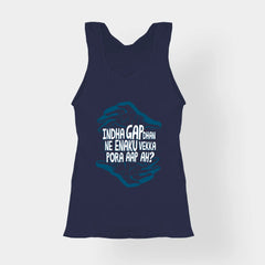 Indha Gap Dhan Ne Enaku Vekka Pora Aap Ah? Women's Tank Top in Navy Blue Color