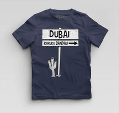 Dubai Kuruku Sandhu Boys Round Neck T-Shirt in Navy Blue Color