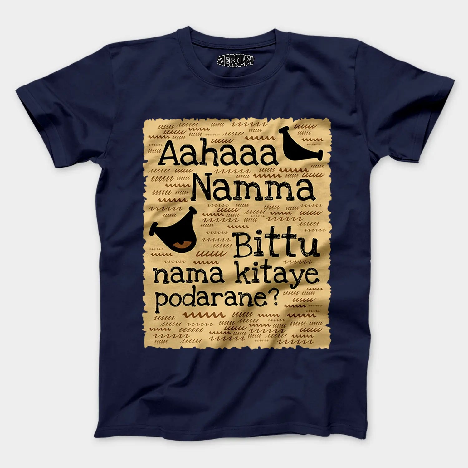 Aahaaa Namma Bittu Nama Kitaye Podarane Men/Unisex T-Shirt in Navy Blue Color