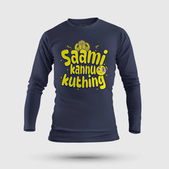 Saami Kannu Kuthing Men/Unisex Long Sleeve T-Shirt in Navy Blue Color