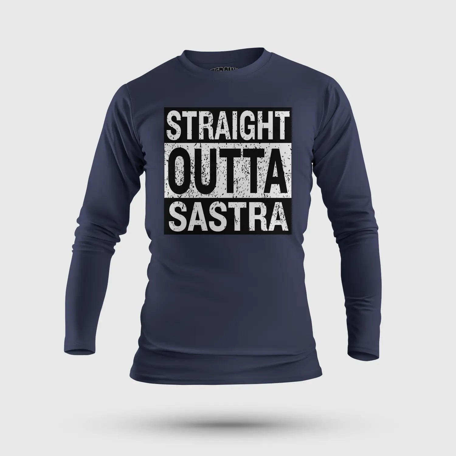 Straight Outta Sastra Men/Unisex Long Sleeve T-Shirt in Navy Blue Color