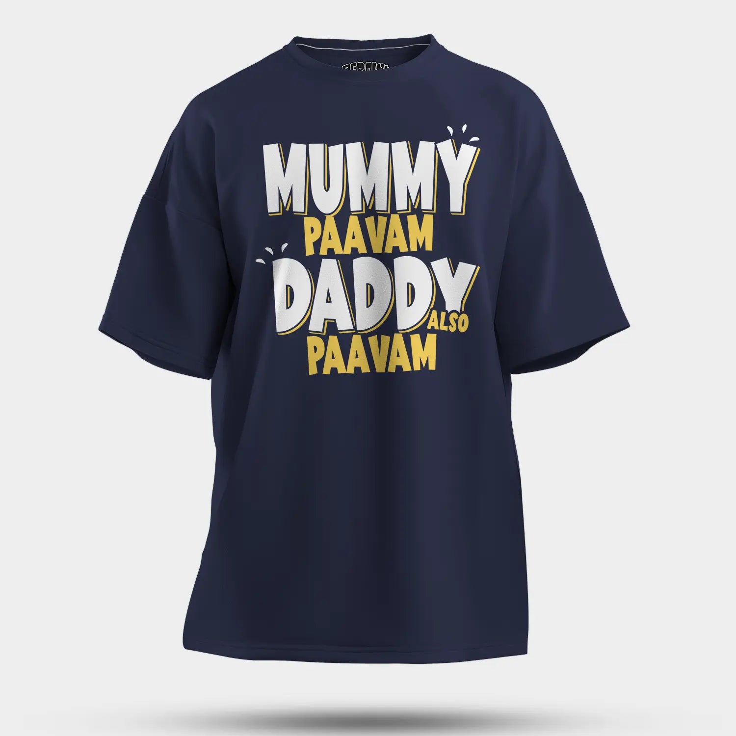 Mummy Paavam, Daddy Also Paavam Men/Unisex Oversized T-Shirt in Navy Blue Color
