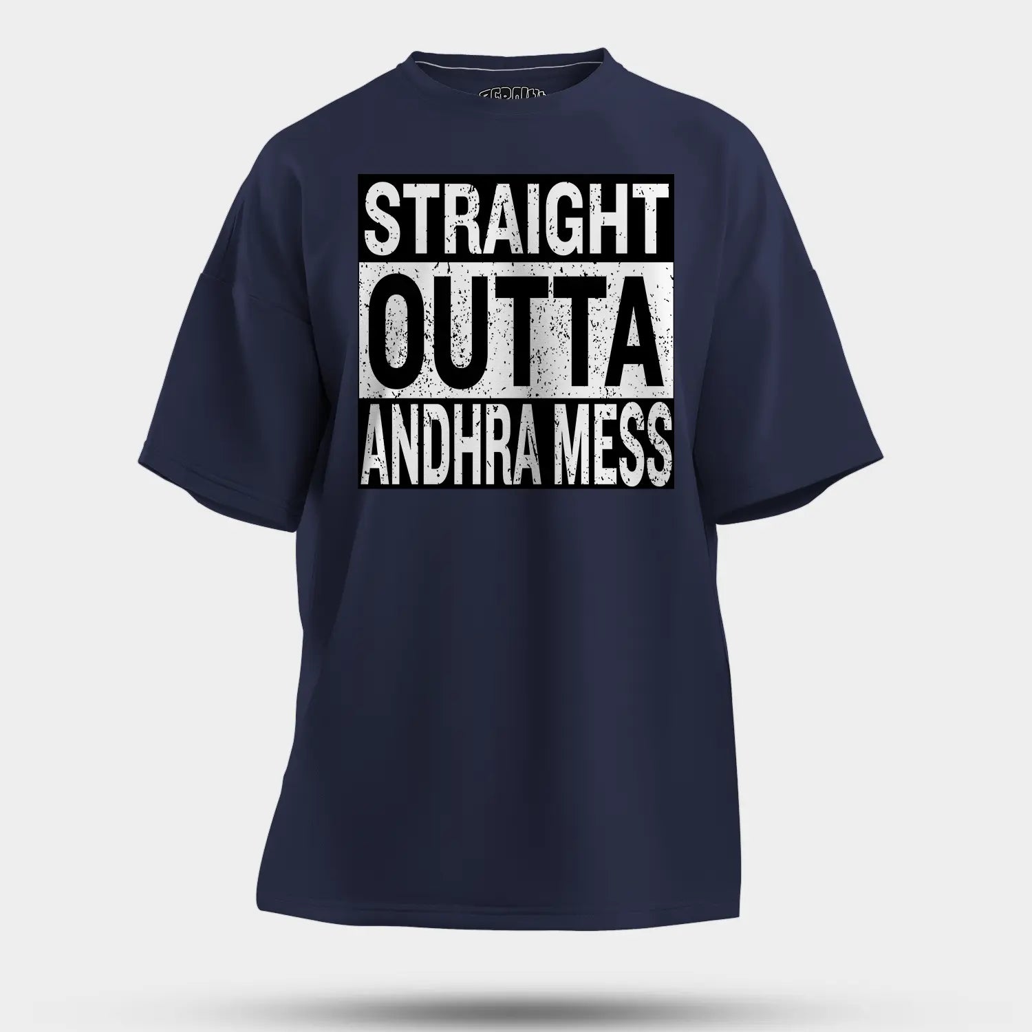 Straight Outta Andhra Mess Men/Unisex Oversized T-Shirt in Navy Blue Color