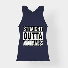 Straight Outta Andhra Mess Women's Tank Top in Navy Blue Color