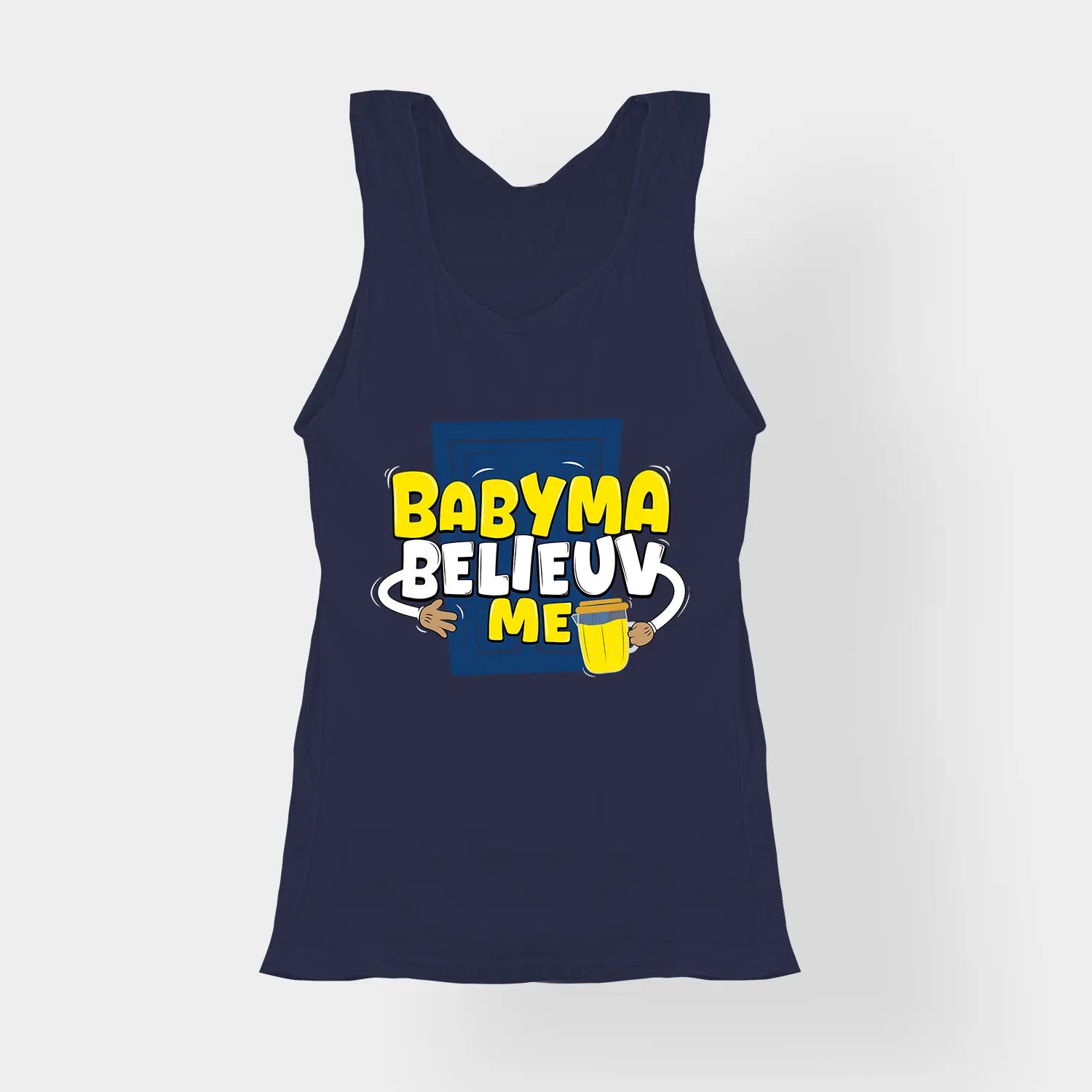 Babyma Belieuv Me Women's Tank Top in Navy Blue Color