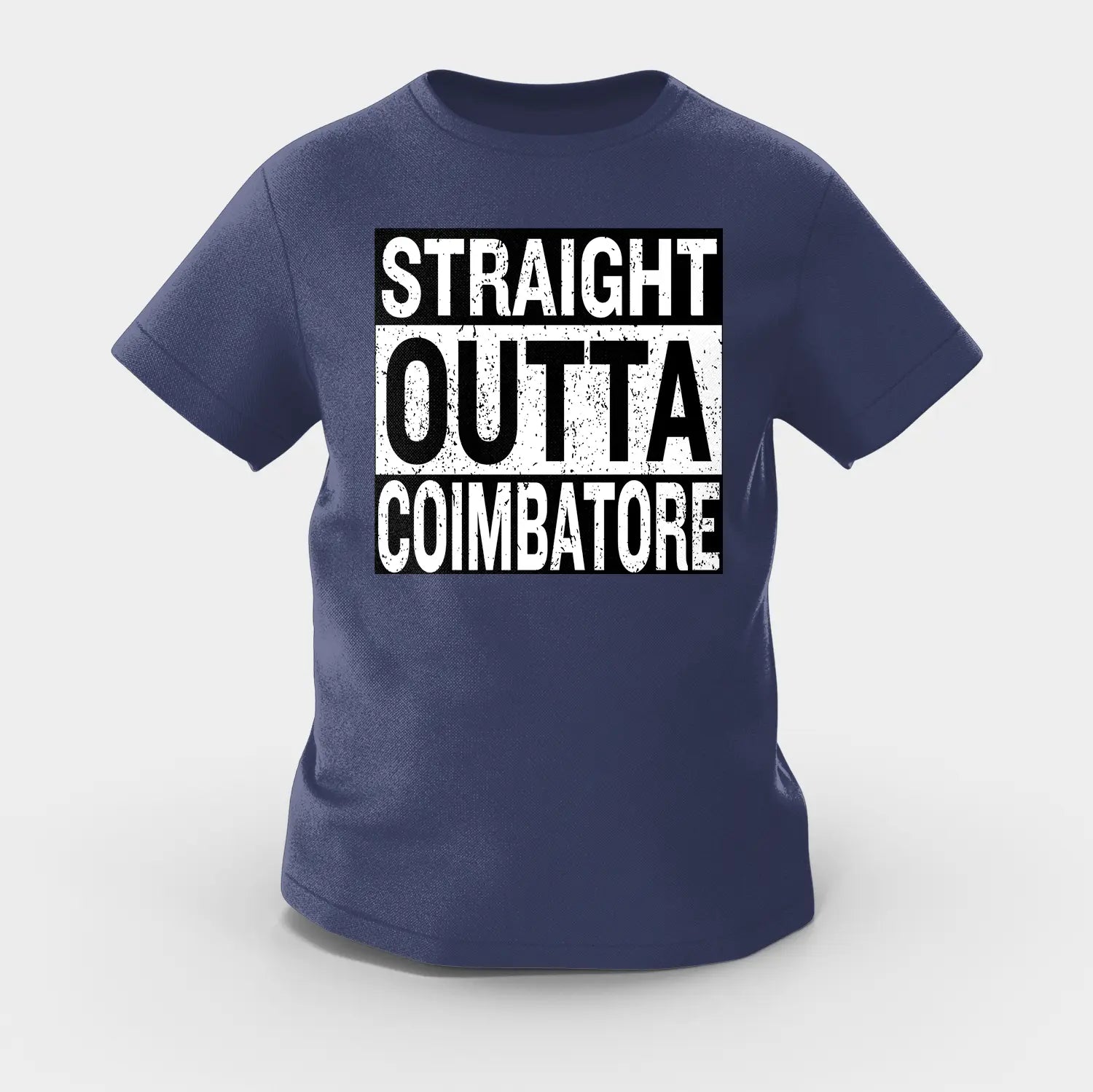 Straight Outta Coimbatore Girls Round Neck T-Shirt in Navy Blue Color