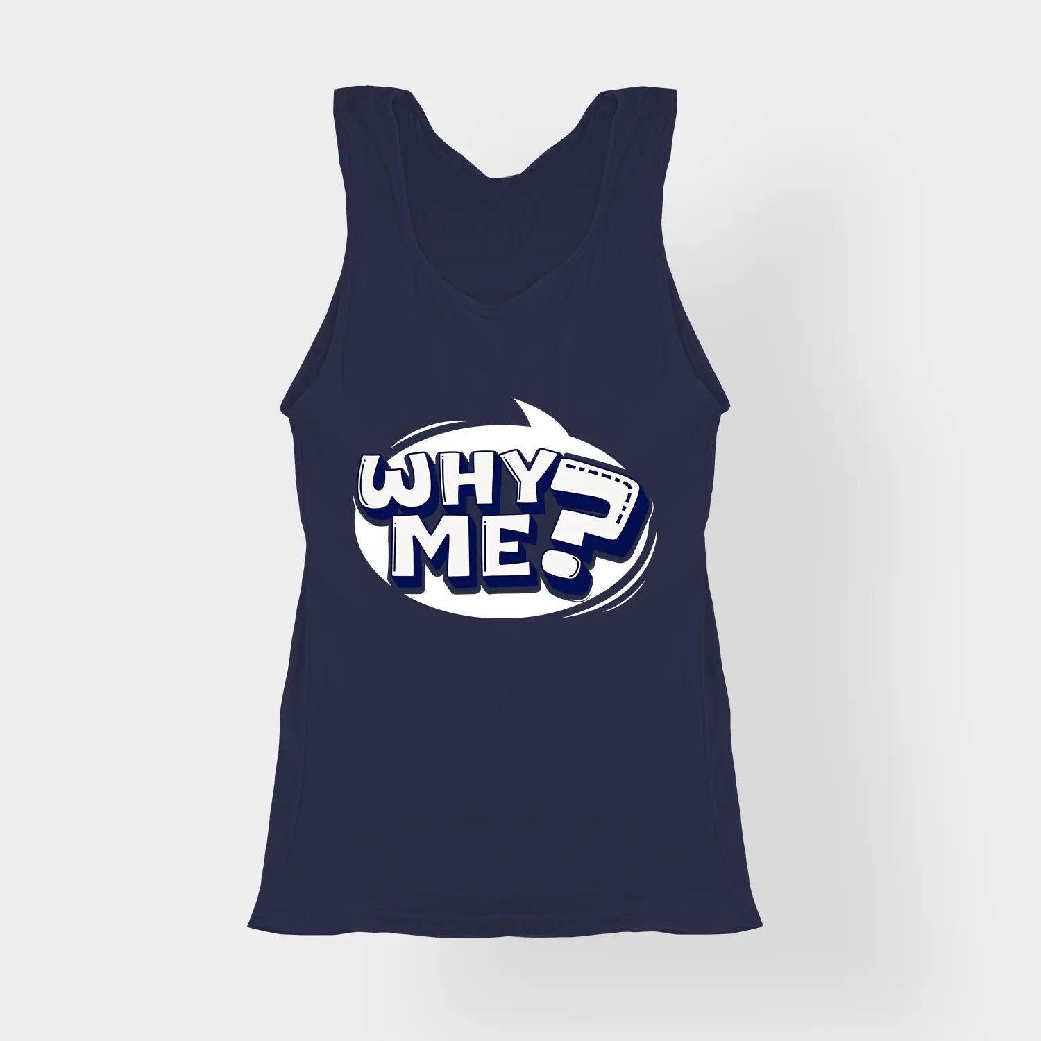Why Me? Women's Tank Top in Navy Blue Color