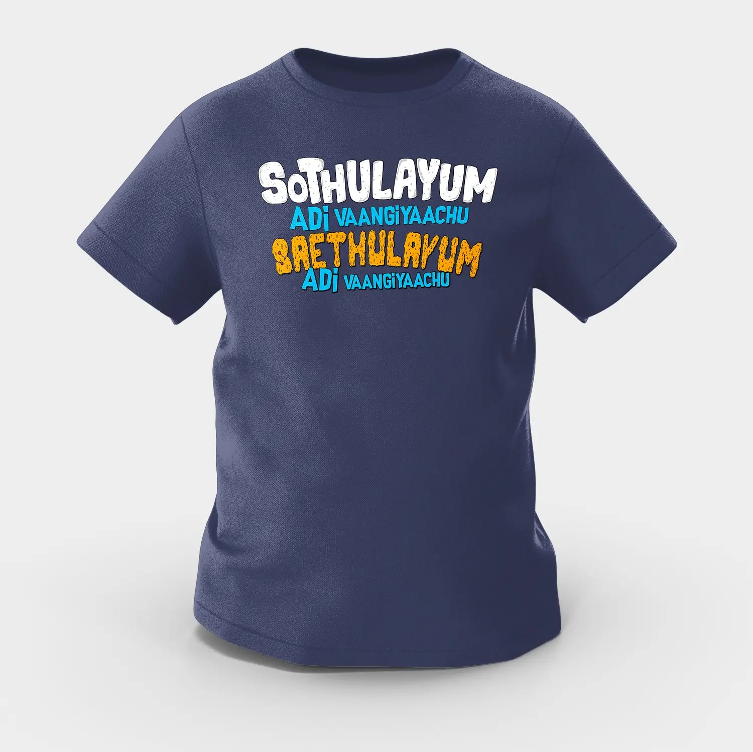 Sothulayum Adi Vaangiyaachu Saethulayum Adi Vaangiyaachu Girls Round Neck T-Shirt in Navy Blue Color