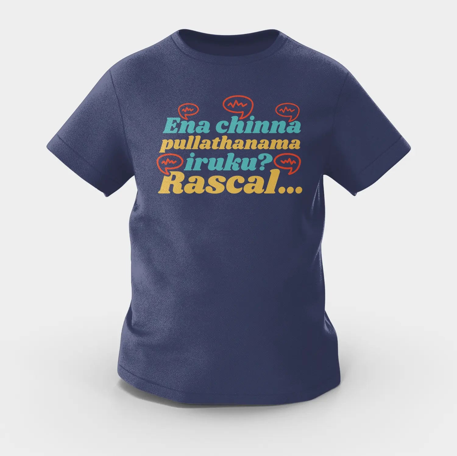 Ena Chinna Pulla Thanama Iruku Rascal Girls Round Neck T-Shirt in Navy Blue Color