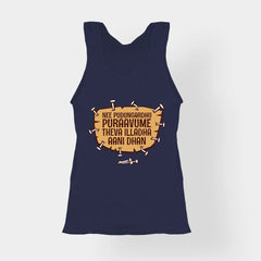 Nee Pudungurathu Puraavume Theva Illadha Aani Dhan Women's Tank Top in Navy Blue Color